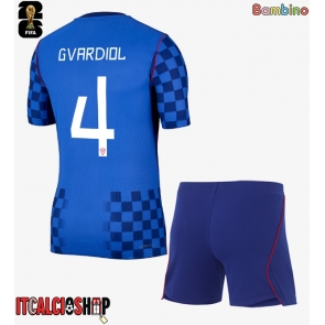 Croazia Josko Gvardiol #4 Seconda Maglia Bambino Mondiali 2026 Manica Corta (+ Pantaloni corti)